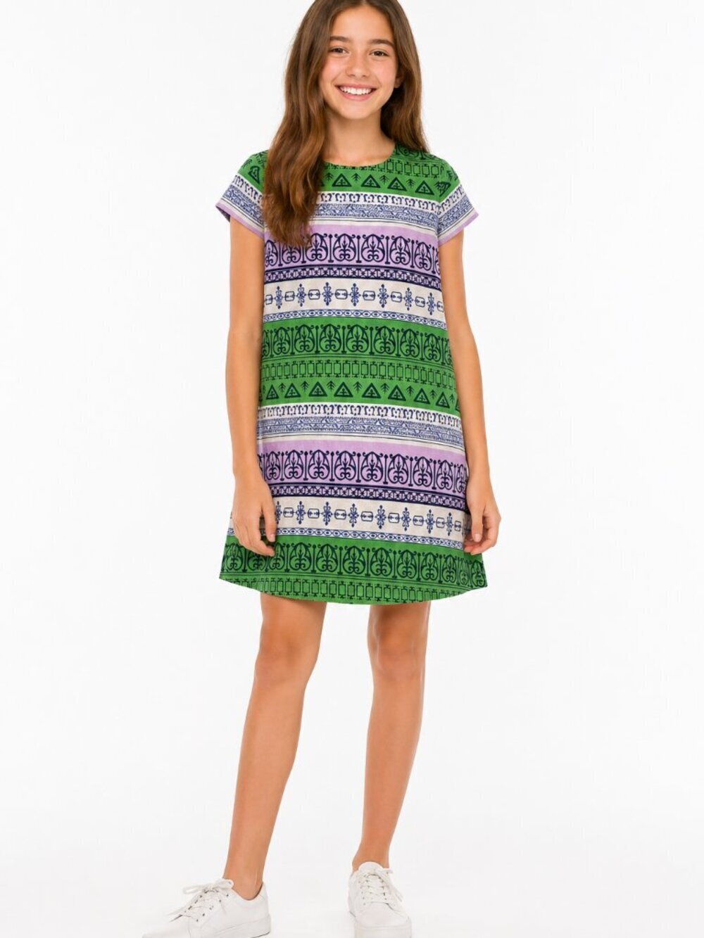J CREW Batik Linen Cotton Short Sleeve Dress Girls 12